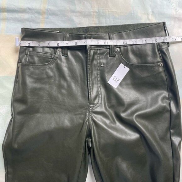 Gap High Rise Faux-Leather Vintage Slim Jeans 30/10 Petite Mistletoe Green NWT - Picture 12 of 16